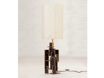 X + L 09 - Handmade teak and silk table lamp by Phantom Hands - view 2